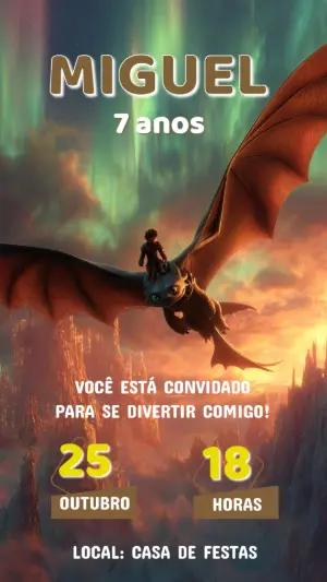Convite Editável de Aniversário Como Treinar o Seu Dragão