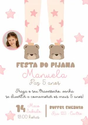 Convite Festa do Pijama com Foto para Editar Online