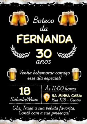 Convite de Aniversário Boteco Cerveja Estilo Lousa Editável