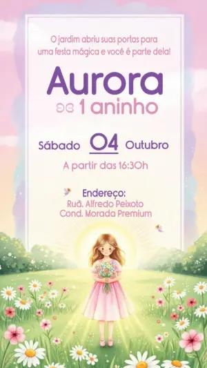 Convite Aniversário Jardim Encantado com Menina para Editar Online