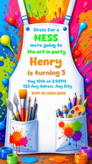 Editable Art Party Invitation for a Colorful Birthday
