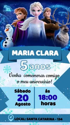 Convite de Aniversário Frozen: Modelo Digital para Editar