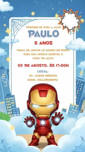 Convite Aniversário Homem de Ferro para Editar Online
