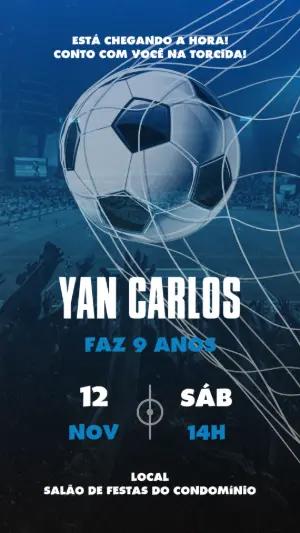 Convite de Aniversário Futebol Editável para Imprimir ou Enviar
