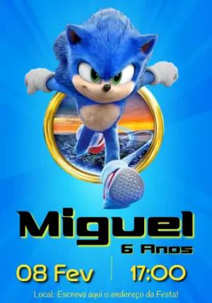 Convite de Aniversário Sonic o Filme para Editar Online