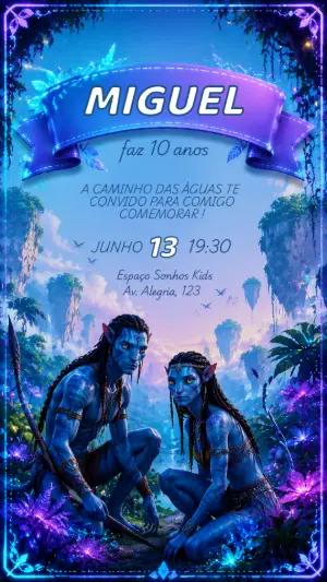 Convite Digital de Aniversário Avatar para Editar Online