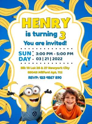 Minions Birthday Invitation | Fun & Editable Digital Template with photo