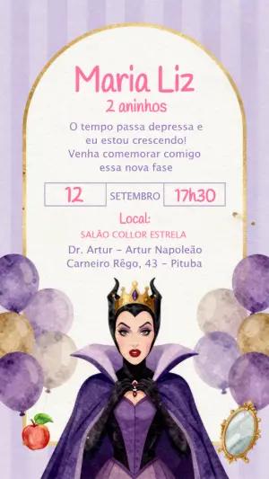 Convite Animado Aniversário Rainha Má para Editar