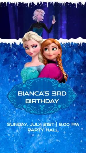 Animated Frozen Birthday Invitation | Editable Video Template