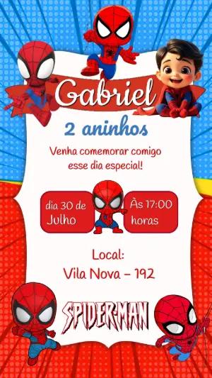 Convite de Aniversário Homem-Aranha Baby Editável