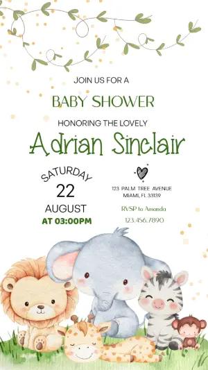 Editable Baby Shower Invitation with Cute Safari Animals