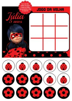 Jogo da Velha Lady Bug: Lembrancinha Editável para Festa