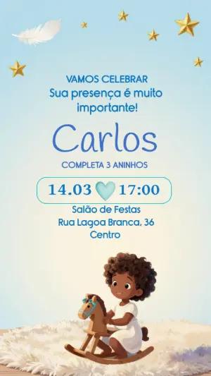 Convite de Aniversário Infantil Menino no Cavalinho Editável