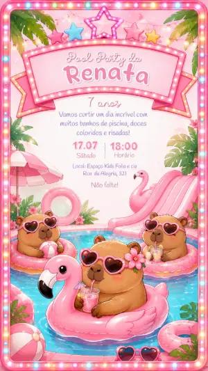 Convite Digital Festa na Piscina Capivara para Editar Online