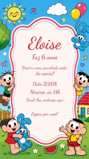 Convite de Aniversário Turma da Mônica Editável