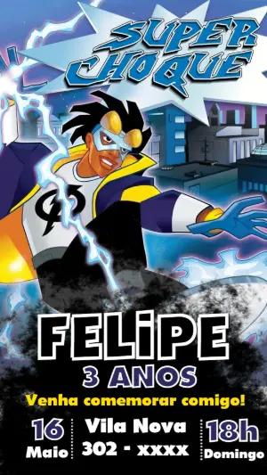 Convite de Aniversário Super Choque para Editar Online