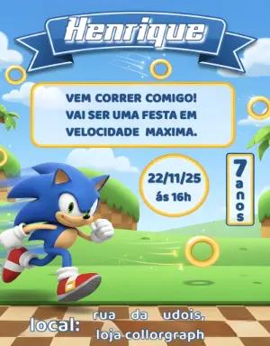Convite de Aniversário Sonic Editável Online