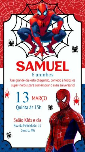 Convite de Aniversário Homem Aranha para Editar Online
