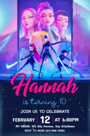 K-Pop Demon Hunter Birthday Invitation | Editable Template