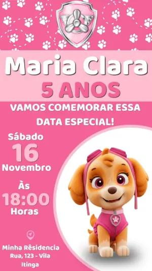 Convite de Aniversário Skye Patrulha Canina Editável