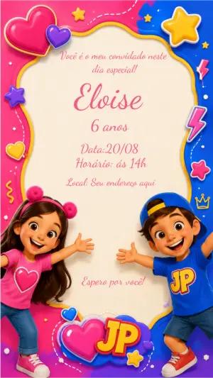 Convite de Aniversário Maria Clara e JP Editável