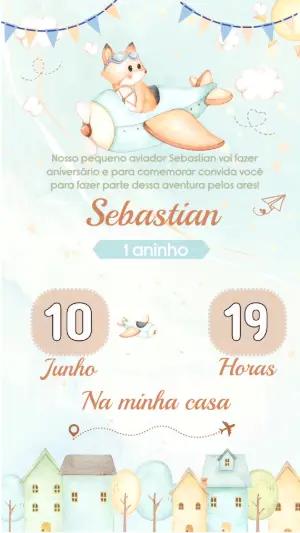 Vídeo Convite de Aniversário Infantil Aviador Editável
