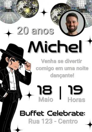 Convite de Aniversário Michael Jackson com Foto Editável
