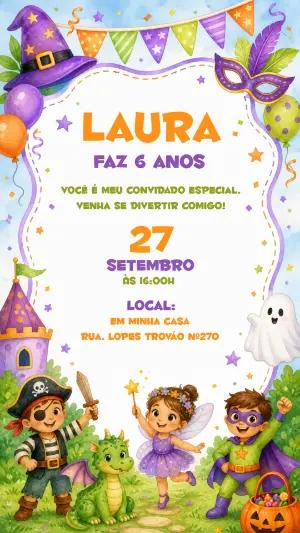 Convite Editável Aniversário Heróis de Pijama e Fantasias