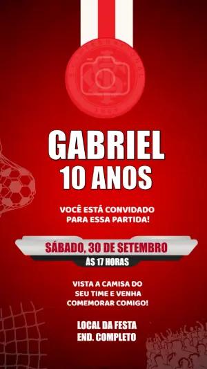 Convite de Aniversário Futebol Internacional  com Logo do Time