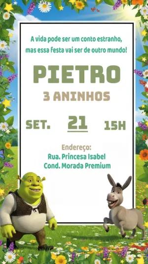 Convite de Aniversário Shrek para Editar Online