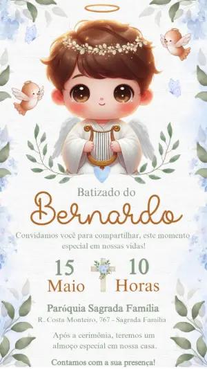 Convite de Batizado Anjinho Menino para Editar Online