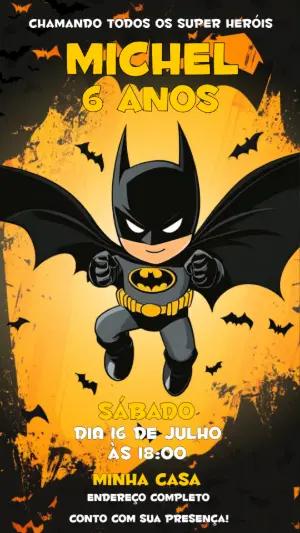 Vídeo Convite de Aniversário Batman Cute para Editar