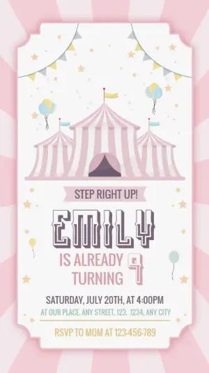 Pastel Circus Birthday Invitation Editable Template