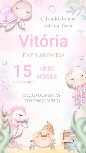 Convite Animado Fundo do Mar Aquarela para Editar