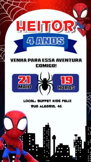 Convite Aniversário Homem Aranha para Editar Online