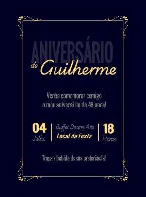 Convite de Aniversário Elegante e Minimalista para Editar