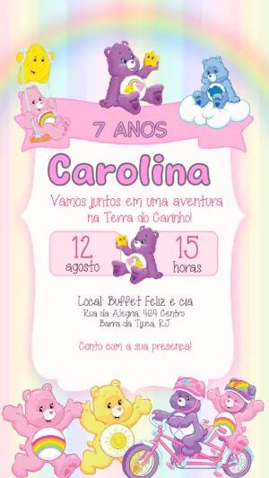 Convite de Aniversário Ursinhos Carinhosos Fofo para Editar