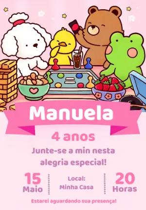 Convite de Aniversário Animais Fofos para Editar Online