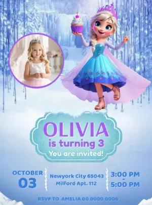 Frozen Princess Birthday Invitation Editable Template