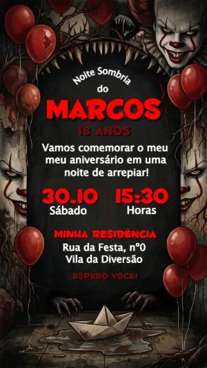 Convite de Aniversário de Terror It a Coisa Editável