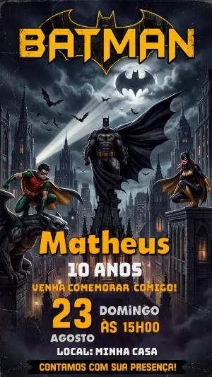 Convite de Aniversário Batman Editável