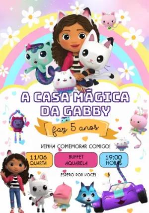 Convite Animado Aniversário A Casa Mágica da Gabby para Editar