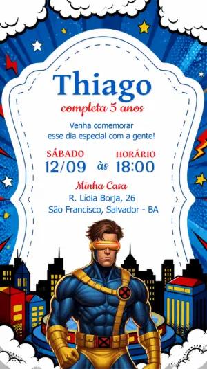 Convite de Aniversário X-Men com Ciclope para Editar