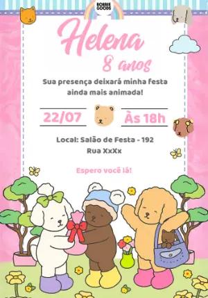 Convite de Aniversário Bobbie Goods com Bichinhos para Editar