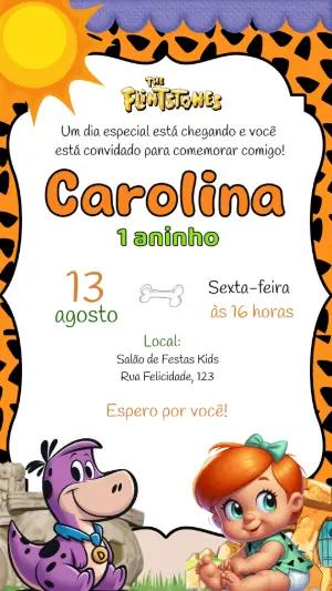 Convite Digital Aniversário Os Flintstones Baby Editável