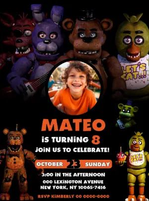 Editable Five Nights at Freddy's Birthday Invitation Template