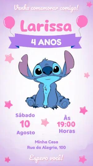 Convite Digital Stitch Aniversário Infantil para Editar
