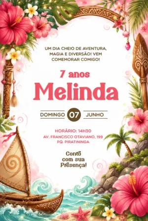 Convite de Aniversário Moana para Editar