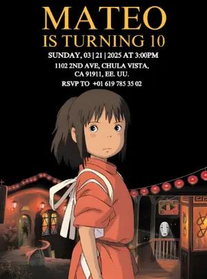 Editable Spirited Away Birthday Invitation Template