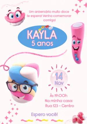 Convite Aniversário Tema Doces e Guloseimas para Editar Online